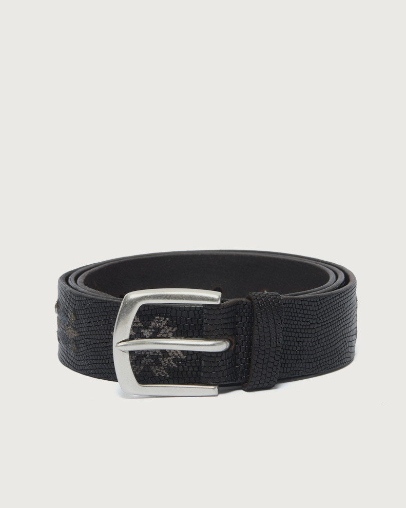 Lizard Squaw embossed leather belt 3,5 cm