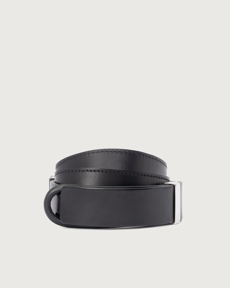 Bull Soft A leather NoBuckle belt with palladium loop