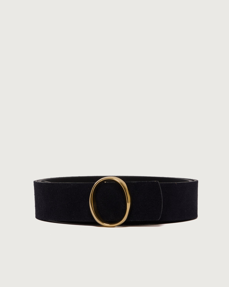 Peach Double Iconic O reversible suede leather belt 3,5 cm