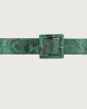 Orciani Diamond high waist python leather belt with covered buckle Python Leather Emerald Green