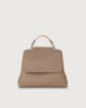 Orciani Sveva Soft small leather handbag with strap Grained leather, Leather Taupe