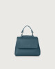 Orciani Sveva Soft Mini leather handbag with shoulder strap Grained leather Blue