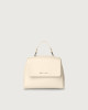 Orciani Sveva Soft Mini leather handbag with shoulder strap Grained leather Ivory