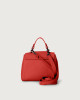 Orciani Sveva Soft Mini leather handbag with shoulder strap Grained leather Marlboro red