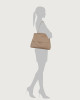 Orciani Sveva Soft large leather shoulder bag with strap Grained leather Taupe