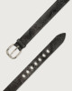 Orciani Diamond python leather belt with metal eyelets Python Leather Dark grey