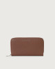 Orciani Zip around Soft large leather wallet Grained leather Cognac