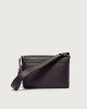 Orciani Micron leather midi messenger bag Grained leather Ebony
