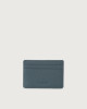 Orciani Micron leather card holder Grained leather Blue