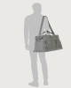 Orciani Micron leather duffle bag with shoulder strap Grained leather Light grey