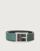 Orciani Micron Double A reversible leather belt Grained leather Chocolate+Green