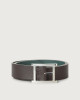 Orciani Micron Double A reversible leather belt Grained leather Chocolate+Green