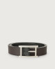 Orciani Micron Double reversible leather belt Grained leather Black+Chocolate