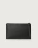 Orciani Micron large leather pouch with wristband Grained leather Black