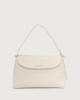 Orciani Nana Soft Midi leather shoulder bag with strap Grained leather White