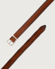 Orciani Hunting Double reversible leather belt 3,5 cm Leather, Suede leather Honey