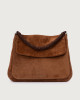 Orciani Diana Peach Large suede shoulder bag with strap Suede Brown