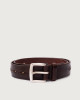 Orciani Bull Soft engraved leather belt with studs 3,5 cm Leather Chocolate