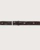 Orciani Bull Soft engraved leather belt with studs 3,5 cm Leather Chocolate