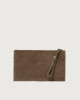 Orciani NoBuckle Peach suede leather pouch with wristband Suede leather taupe