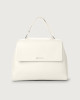 Orciani Sveva Soft Midi leather shoulder bag with shoulder strap Grained leather White