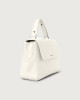 Orciani Sveva Soft Midi leather shoulder bag with shoulder strap Grained leather White