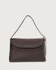 Orciani Nana Soft Midi leather shoulder bag with strap Grained leather Chocolate