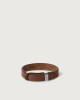 Orciani Bull leather Nobuckle bracelet with silver detail Leather Burnt