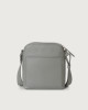 Orciani Micron leather mini messenger bag Grained leather Light grey