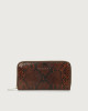 Orciani Diamond large python leather wallet with zip Python Leather Cocoa