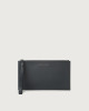 Orciani Micron leather pouch with wristband Grained leather Navy