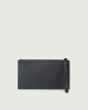 Orciani Micron leather pouch with wristband Grained leather Navy