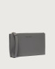 Orciani Micron leather pouch with wristband Grained leather Light grey