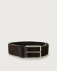 Orciani Camoscio cocco suede and crocodile leather belt Crocodile Leather, Suede Chocolate