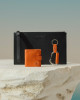 Orciani Micron leather coin purse Grained leather Orange
