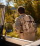 Orciani Jones Safari canvas and leather backpack Leather & fabric Chocolate