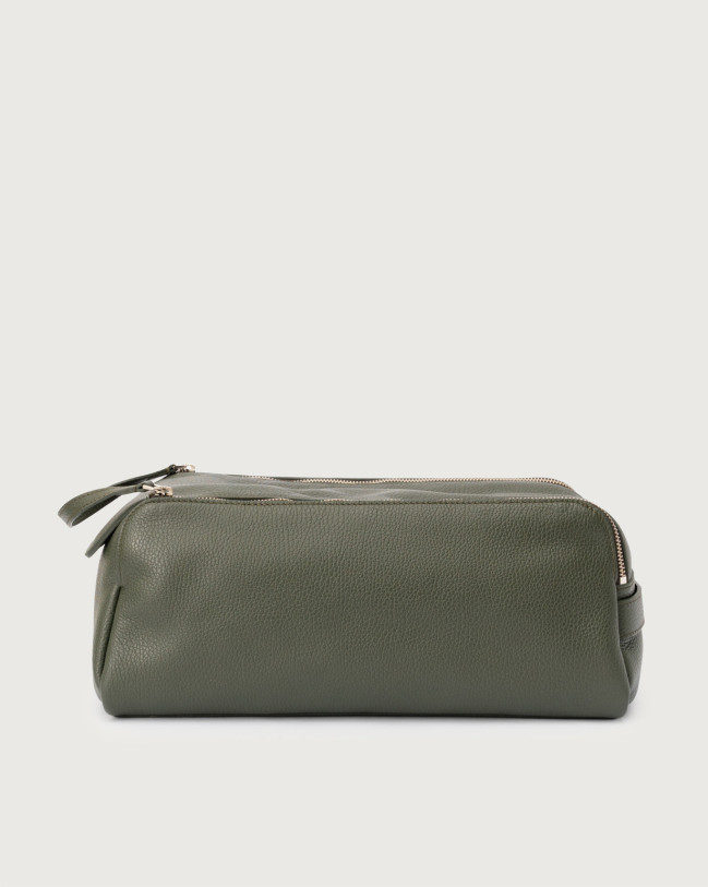 Orciani Micron leather shoe bag Grained leather Olive green