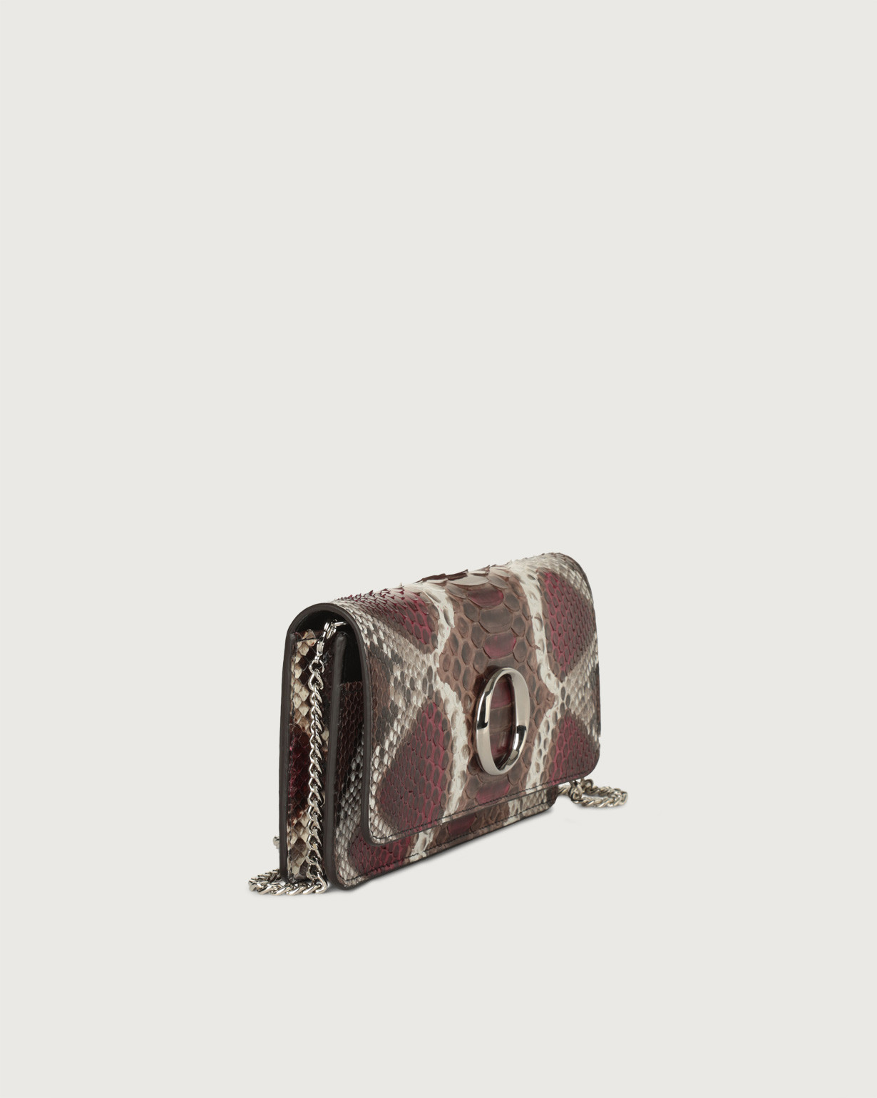 ORCIANI Naponos python leather pochette with RFID color Bordeaux