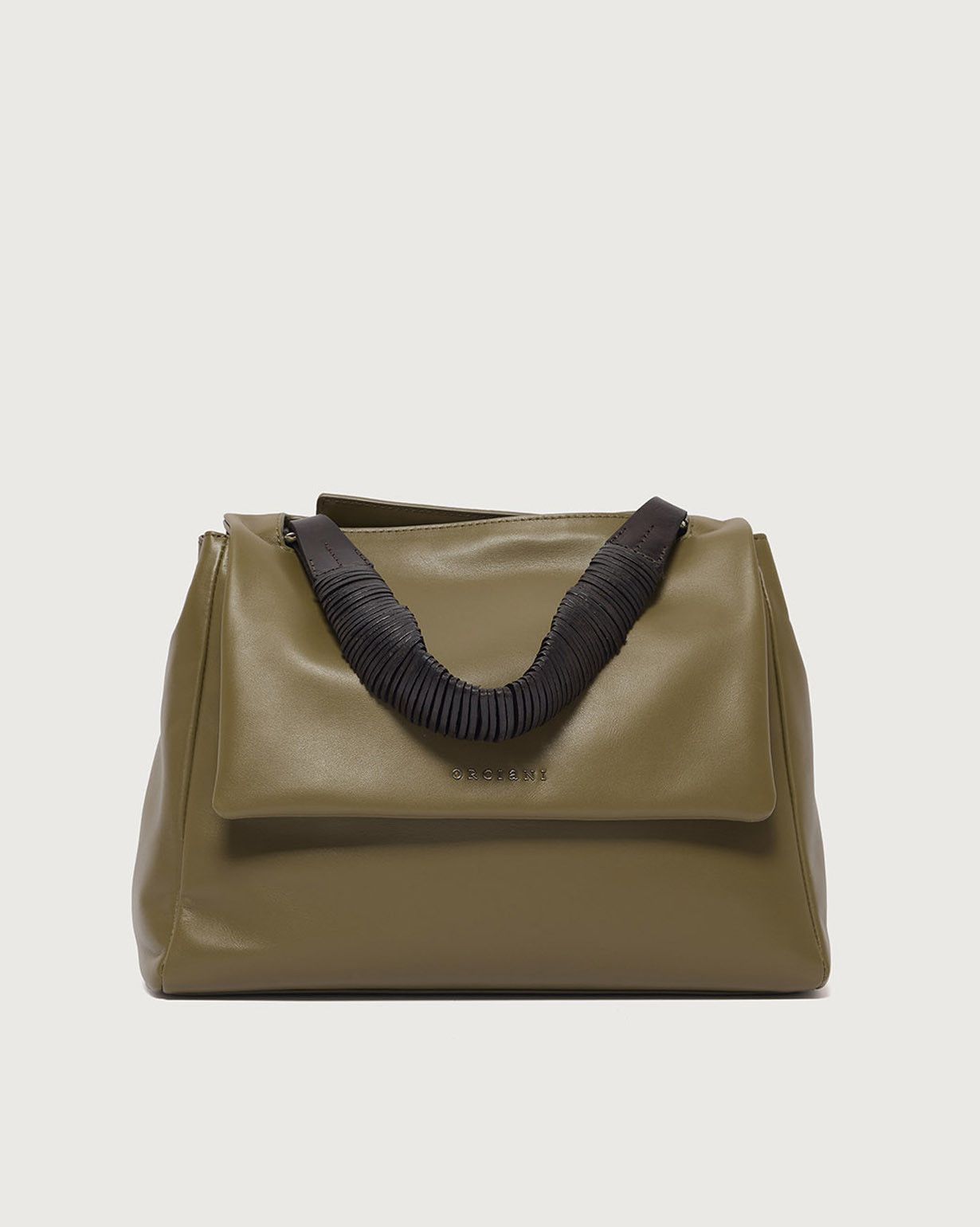 iida2152 ORCIANI Sveva Jungle Midi leather shoulder bag with strap, color Green