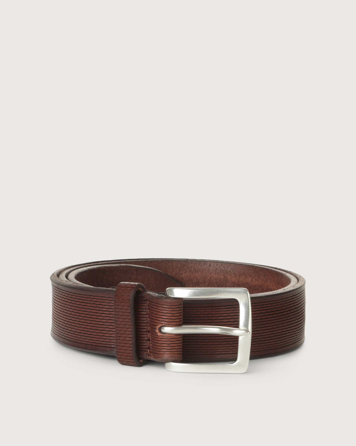 ORCIANI Bull Soft leather belt with lines pattern, color Brown