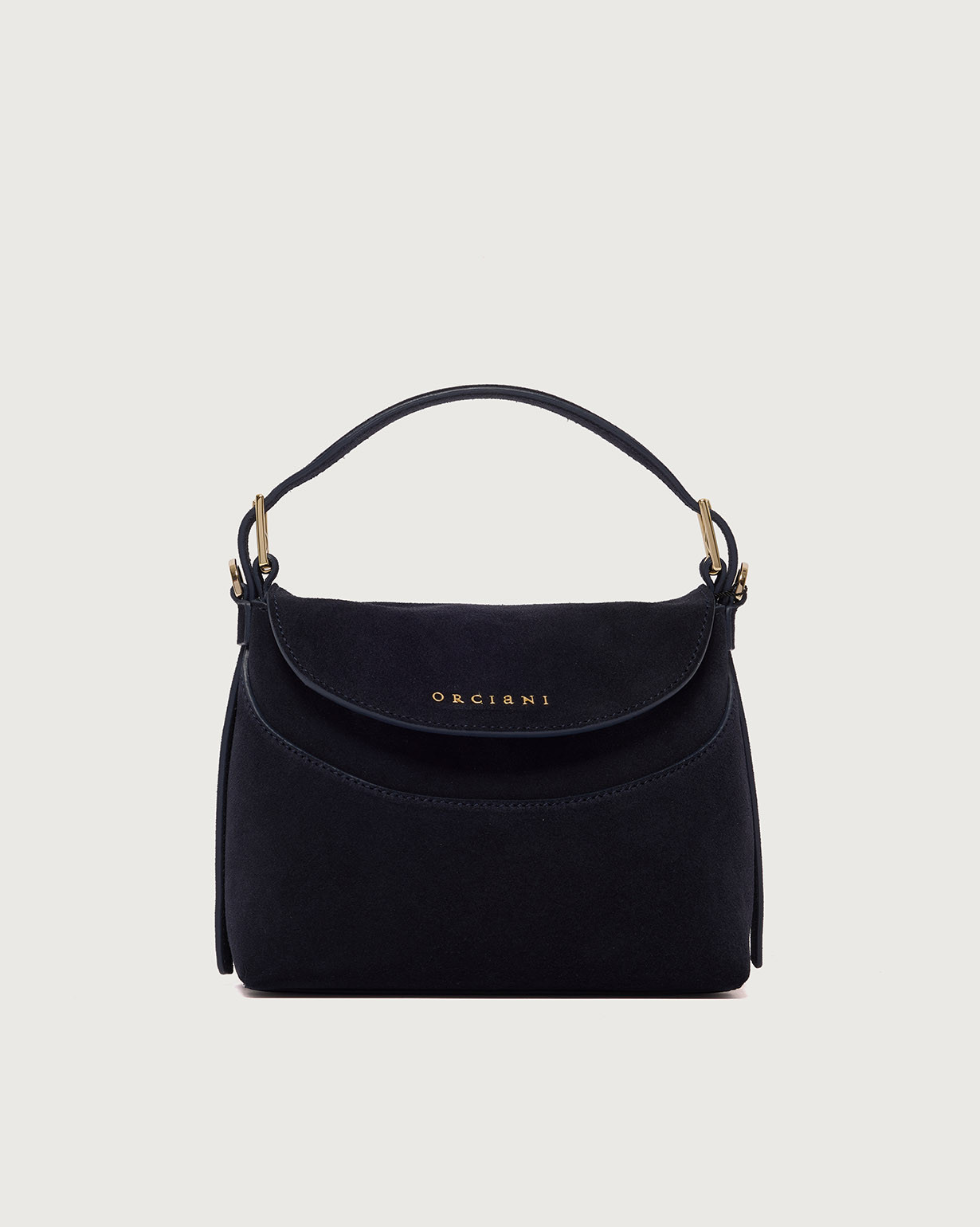ORCIANI Nana Peach Small suede leather handbag with strap, color Blue