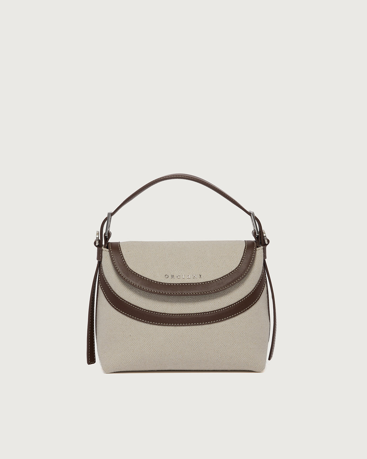 ORCIANI Nana Savana Small canvas and leather handbag with strap