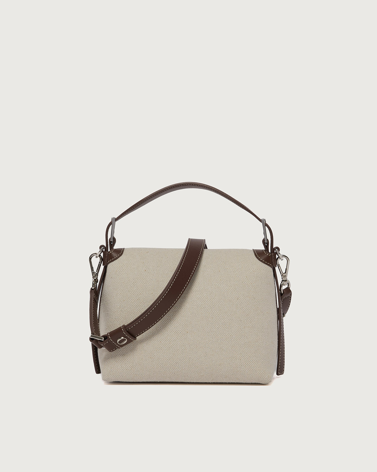 ORCIANI Nana Savana Small canvas and leather handbag with strap