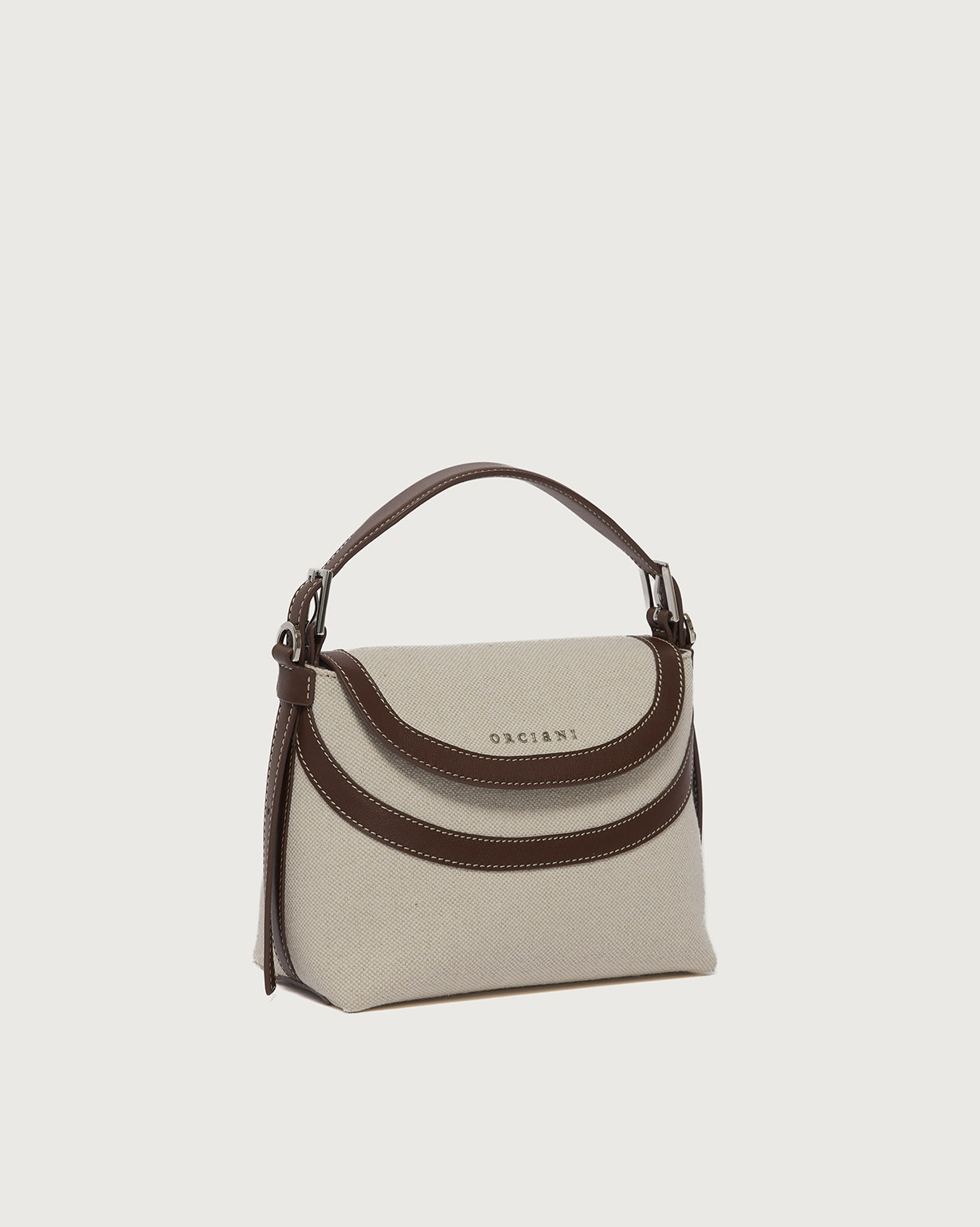 パンパカパン ORCIANI Nana Savana Small canvas and leather handbag with strap