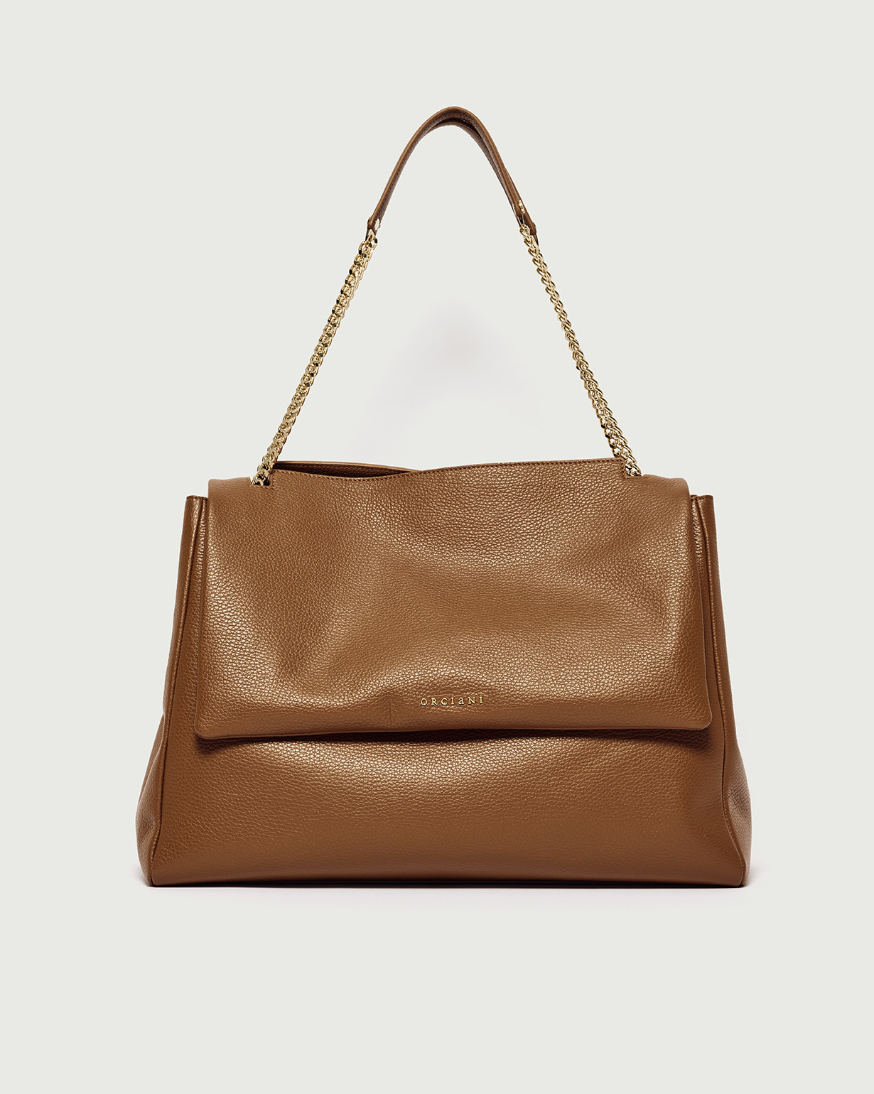 ORCIANI Sveva Sense XL dollar leather shoulder bag, color Orange