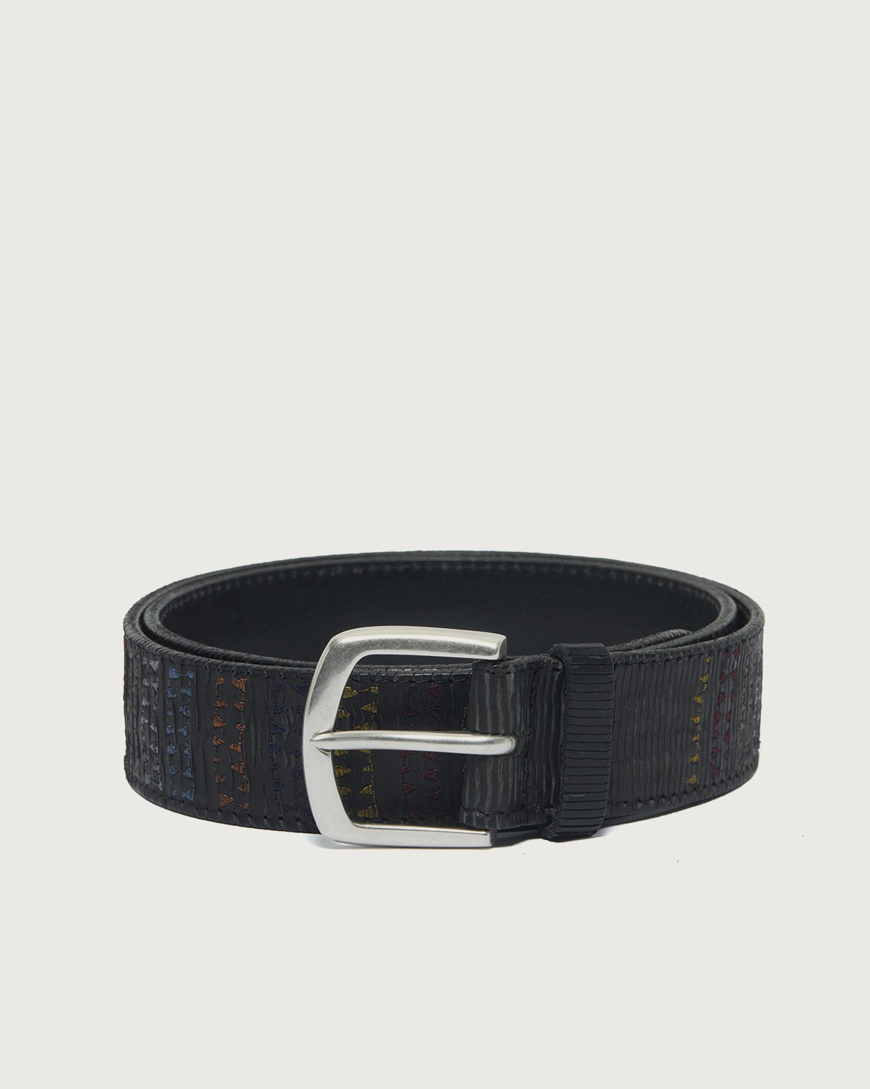 ORCIANI Blade Trait leather belt 4 cm, color Black