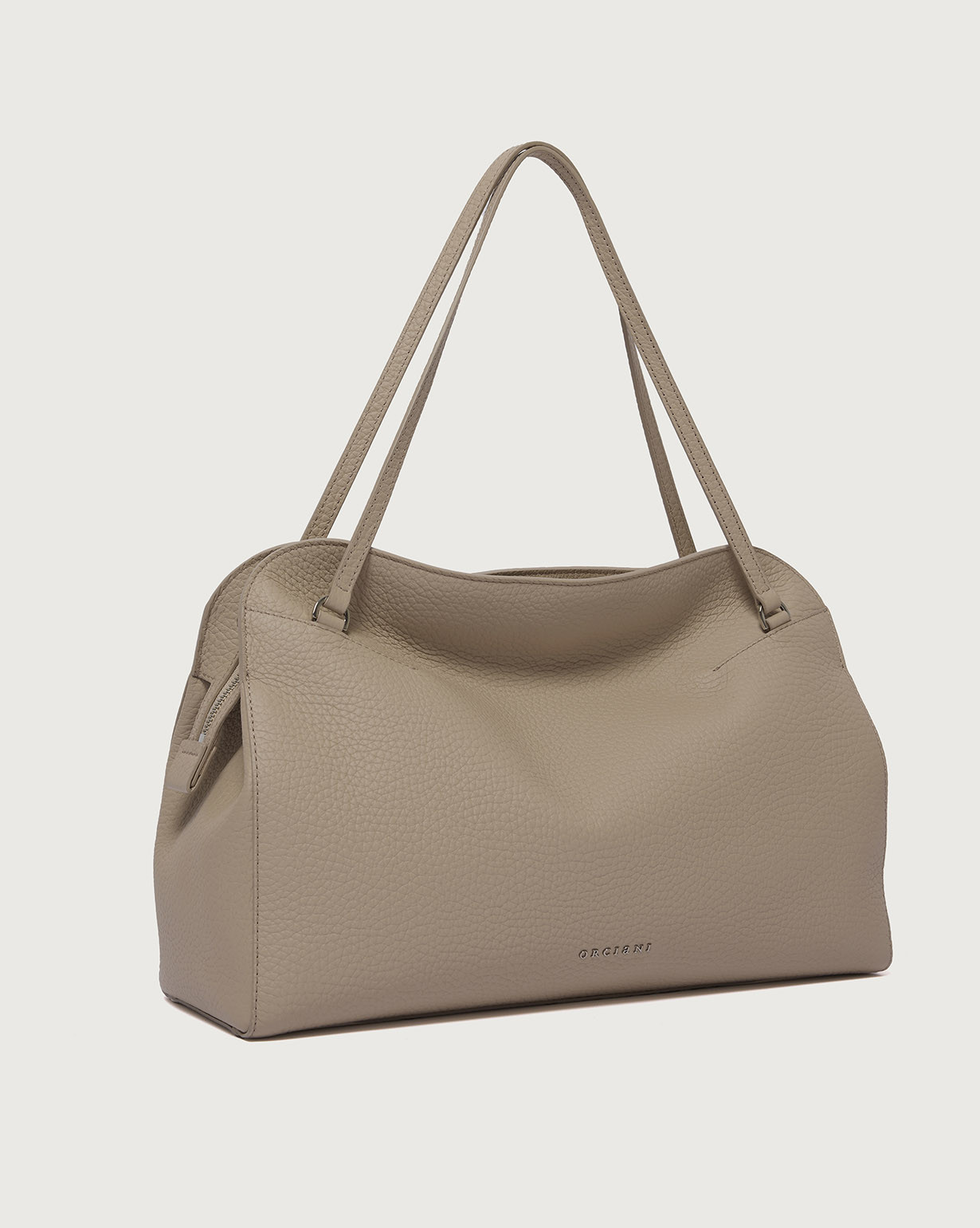 ORCIANI Lido Soft Large grained leather shoulder bag, color Sand