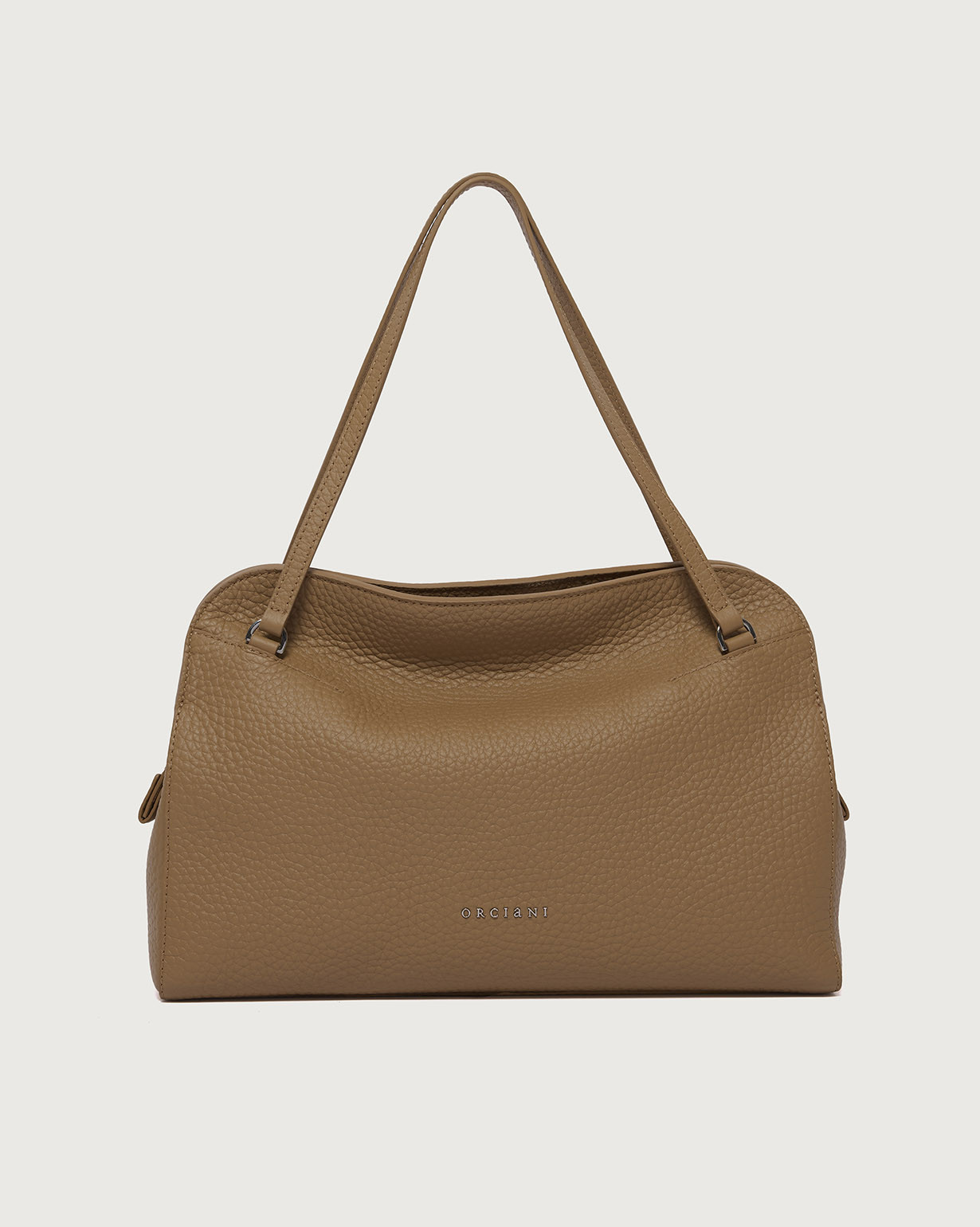 ORCIANI Lido Soft Midi grained leather shoulder bag, color Almond