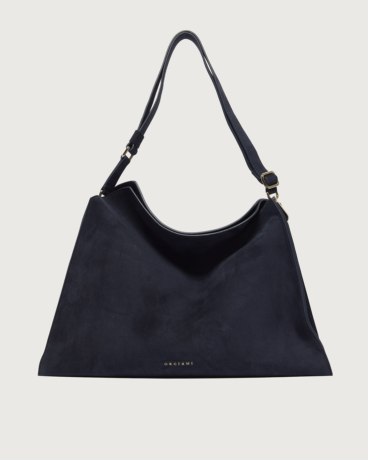 ORCIANI Trinity Peach Oro Large suede shoulder bag, color Blue