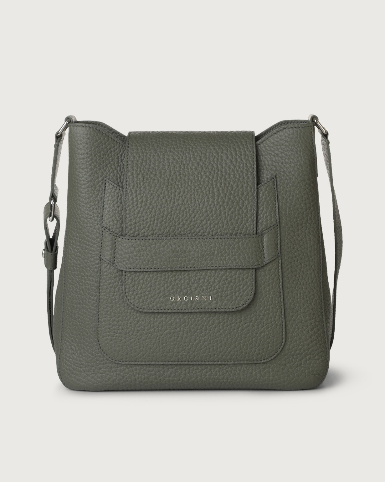 ORCIANI Dama Soft leather bag with shoulder strap, color Green